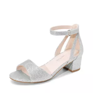 Princess Dress Sandals for Girls Low Chunky Open Toe Wedding Party Sandals - Picture 1 of 32