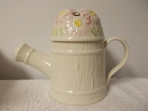 Belleek Ireland Flowers Watering Can Porcelain Votive Candle Holder - Picture 1 of 8