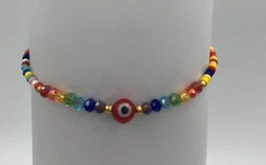 Evil Eye Bracelet Beads Mens Womens Adjustable~ Handmade~Pulsera ojo Turco - Picture 1 of 9