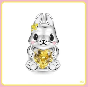 Genuine 925 Sterling Silver Charm RABBIT BUNNY HEART 15mm x 9mm x 5mm - Picture 1 of 1
