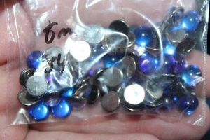 9-14 VINTAGE 8 MM RUND GLAS BLAU HELIOTROP GEWÖLBTE KABINEN 12 STÜCK POSTEN - Bild 1 von 1