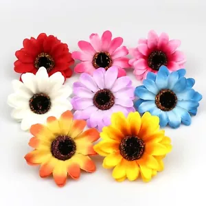 7cm Artificial Silk Sunflower Heads For DIY Wrist Flowers Hairpin Craft Making - Picture 1 of 21