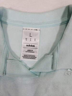 Adidas Tank Polo Terry Cloth Sleeveless Shirt Girls Size 14 L Halo Mint Loose - Image 1 of 4