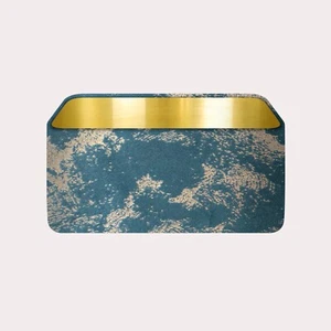 Pantalla rectangular redondeada dorada cepillada de terciopelo jaspeado lámina dorada azul verdoso - Imagen 1 de 5
