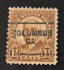 1930 US Stamp - Scott #684 1 1 /2 Cent - Precancel - Used - Columbus, GA - Picture 1 of 2