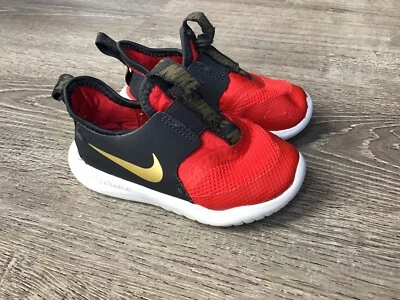 Nike Boys Baby Size 7C Flex Runner Shoes Red Black Slip On Sneakers AT4665-605 - Image 1 of 4