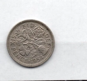 GB - Coin  (C182) Elizabeth-  1954 - six pence - Picture 1 of 1