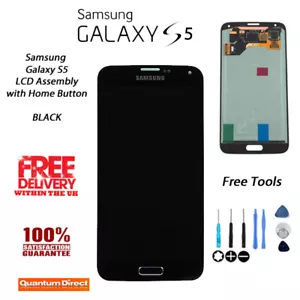 NEW Samsung Galaxy S5 (SM-G900F) LCD & Digitiser Assembly with Home Button BLACK - Picture 1 of 4