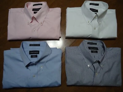 17x37 Paul Fredrick Shirts "Tailored Fit"  DB collar Pink White Blue Blue Stripe - Image 1 of 4