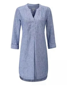 Pure Collection Leinenkleid mit Taschen - Chambray blau/weich weiß - Größe 10 - Bild 1 von 7