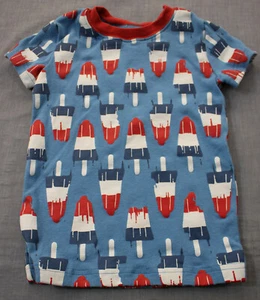 Tucker & Tate Sleepwear Red White Blue Popsicle Print 100% Cotton SS Shirt Sz 4 - Picture 1 of 3