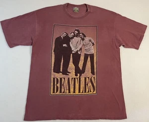 Vintage Beatles 90s T - SHIRT - XL Faded Burgundy - Picture 1 of 3