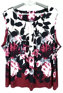 CALVIN KLEIN Women's Stretch Polyester Tank Top Pleat Front Floral Size 3X Plus - Picture 1 of 15