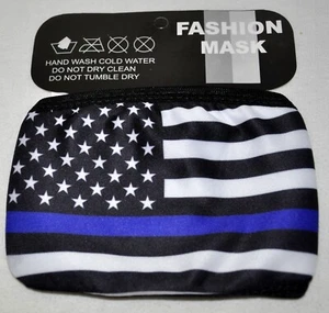 Thin Blue Line American Flag Black and White Face Mask Washable Reusable New - Picture 1 of 2