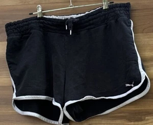 PUMA Old School Black/white 3” Women’s Terry Shorts SZ XL - Picture 1 of 4