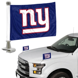 New York Giants Set of 2 Ambassador Style Car Flags - Trunk, Hood  - Picture 1 of 2