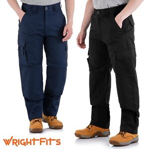 Mens Work Trousers Black, Navy Heavy Duty Trouser with Knee Pad Pockets - WWFAC