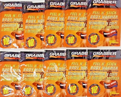 10 PK Grabber Peel N' Stick CALENTADORES CORPORALES Paquete de 12 Horas Caza Frío - Exp 12/25 Foto 1 de 3