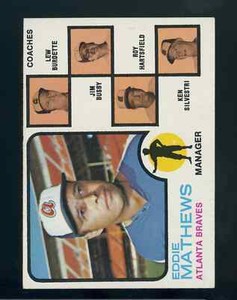 1973 Topps #237 EDDIE MATHEWS Manager Atlanta Braves Orange No Ear 2