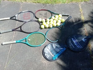 6 Tennis rackets and balls - Picture 1 of 5