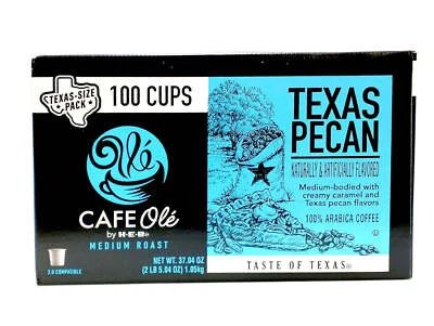 HEB Cafe Ole Texas Pecan Medium Roast Coffee Single Serve Cups 100 ct