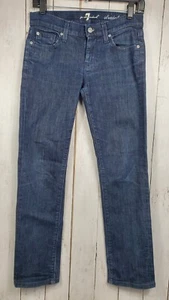 7 For All Mankind Straight Leg Jeans Womens Sz 26 Kate Crystal Pockets Dark Blue - Picture 1 of 11
