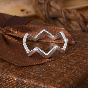 925 Sterling Silver Eternity Wave Ring - Up Down Wave Band - Motivation Jewelry - Picture 1 of 10