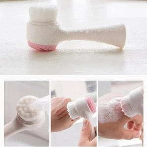 3D Double Silicone Facial Cleansing Brush, Manual Massage & Exfoliator - Picture 1 of 8