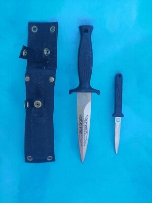 80s VINTAGE United Cutlery Black Widow Boot Knife Dagger Set #UC240 w/ SHEATH - Image 1 of 4