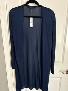 NWT WHITE HOUSE BLACK MARKET SHINE MIDI BLUE OPEN CARDIGAN - SIZE MEDIUM - Picture 1 of 8