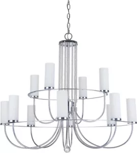 Craftmade Cascade 12 Light 2 Tier Chandelier Chrome Finish Glass and Crystal - Picture 1 of 1