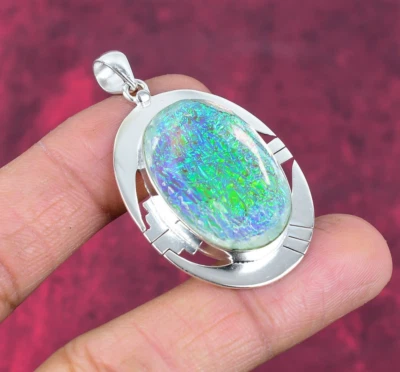 Joyería colgante de plata de ley 925 hecha a mano con piedras preciosas de ópalo doblete australiano Foto 1 de 4