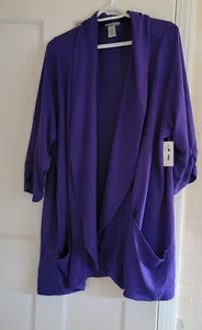 Women’s Catherines Purple Tunic Jacket Plus Size 2X 22/24W Open Front NWT $64.95 - Picture 1 of 5