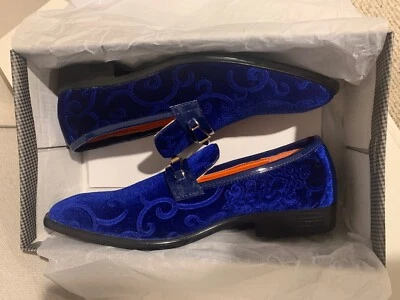 Steven Land Casual Men's Dress Shoes Size 10 Blue Velvet Paisley Pattern - Image 1 of 4