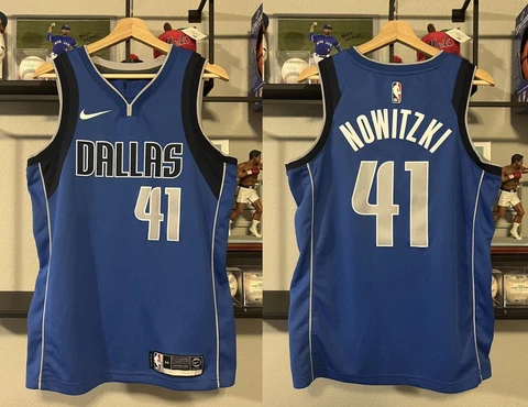 Nike Dirk Nowitzki Dallas Mavericks 2018-19 Icon Blue Away NBA Jersey 44/M Cover