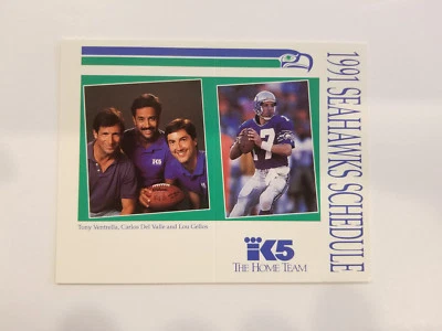 Seattle Seahawks 1991 NFL Football Pocket Schedule - King Television - Image 1 of 2