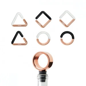 NEW: Umbra GEO Wine Stopper & Geometric Charms Set in Copper / Black / White - Picture 1 of 4