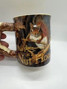 MIA LANE WILD WINGS Coffee Mug balancing act squirrel tree Ceramic- Nut House - Picture 1 of 6