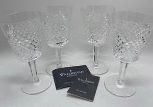 Set di 4 calici acqua Waterford cristallo trasparente Alana 7" firmati usati in ottime condizioni #600-132 ~ 9 oz - Foto 1 di 13