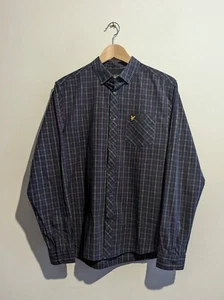 Lyle & Scott Mens Navy/Green Check Long Sleeve Fitted Shirt - Size M - Picture 1 of 7