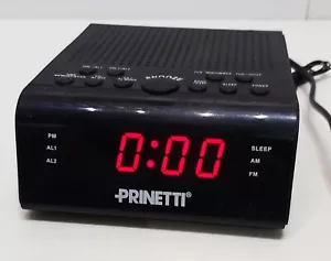 PRINETTI Compact ALARM CLOCK RADIO Dual Alarm/Dimmer/Snooze/24HR AM/FM 11x12x5cm - Picture 1 of 10
