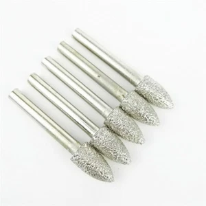 5pcs mounted point carving bit 6mm shank #11 Vacuum brazed diamond Grinding head - Picture 1 of 7