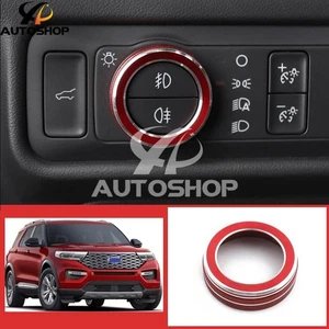 Red Car Headlight Switch Knob Cover Trim For Ford Explorer 2020 - Foto 1 di 6