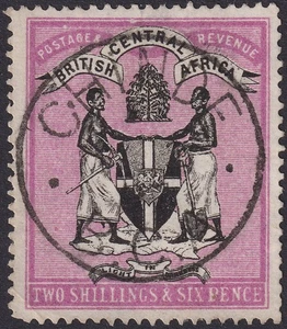 British Central Africa 1896 QV 2sh6d Black and Magenta Used SG37 cat £160 CHINDE - Picture 1 of 2