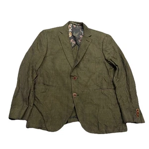 Gibson London Mens Blazer Jacket 42R Check Green Linen Cotton blend  - Picture 1 of 10