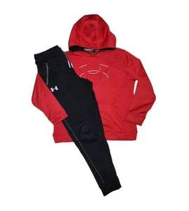 Under Armour Youth Large Red/Black Fleece Joggers & Hoodie Outfit - Picture 1 of 11