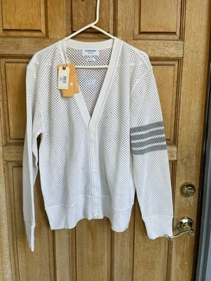 Thom Browne Men’s 4-Bar Open Knit Cashmere Cardigan  SZ3 Italy made NWT - Image 1 of 4