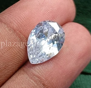 Piedra suelta natural de 8 quilates con zafiro blanco certificado gema forma de pera 5ARA - Imagen 1 de 8