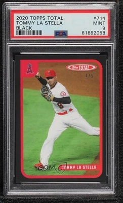 2020 Topps Total Black /5 Tommy La Stella #714 PSA 9 MINT - Image 1 of 2