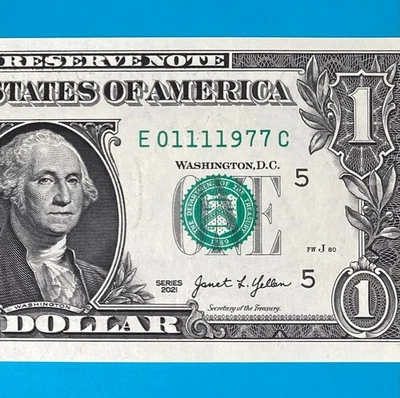 January 11, 1977 (E 01111977 C) BIRTHDAY $1 One Dollar Bill *UNC* - Image 1 of 4